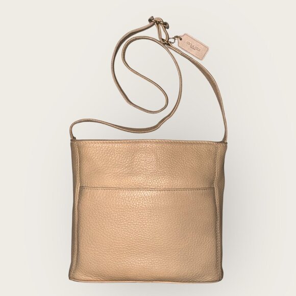 VTG Coach Sonoma Pocket Zip Crossbody 4924 Wheat Pebbled Leather Brass 90s USA - Picture 5 of 9